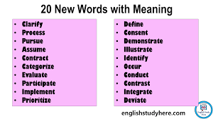 20 new words with meaning and sentences