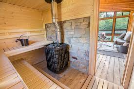 year round wood fired outdoor sauna is