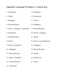 figurative language worksheet answers figurative language worksheet 3