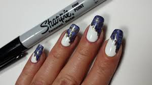 sharpie nail art marble side french