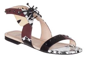 Fendi Womens Leather Bug Monster Lace Up Sandals Flats Shoes