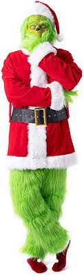 And rather than going to santa's grotto, they will crawl inside a gnome's home. Amazon Com Pafiga Grinch Costume For Men 7pcs Christmas Deluxe Furry Adult Santa Suit Green Outfit S Clothing