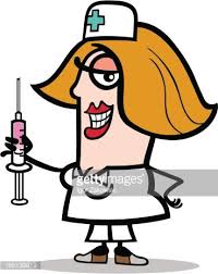 nurse with syringe cartoon ilration