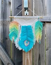 Macrame Feathers Peacock Feather Wall