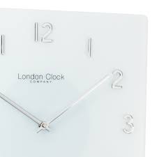 Elegant Square Glass White Wall Clock Close