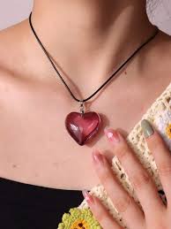 Heart Shaped Glass Pendant Necklace