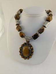 tigers eye sterling pendant necklace