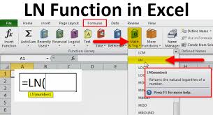 ln in excel formula examples how