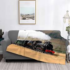 fleece blanket queen black steam train