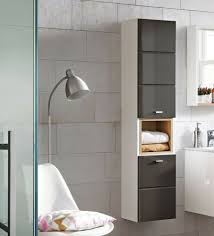 grey gloss bathroom tallboy wall hung