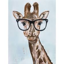 Giraffe With Glasses Canvas Wall Art 12x16