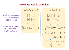 Factoring Quadratic Equations Examples