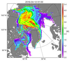 Sea Ice Thickness Chart Of The Arctic Ocean On 12 Apr 2016