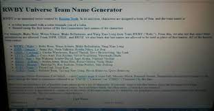 rwby universe team name generator