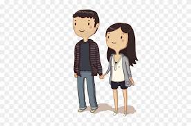 cartoon drawing couple holding hands