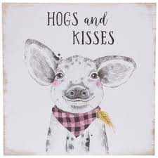 Hogs Kisses Pig Wood Wall Decor