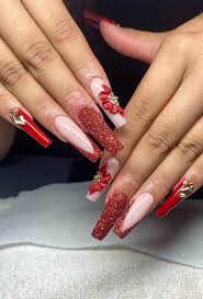 gorgeous red acrylic nail designs and ideas