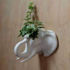 Ceramic Wall Planter Elephant Head