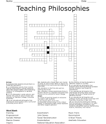 teaching philosophies crossword wordmint