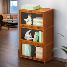 wooden book shelf with gl door