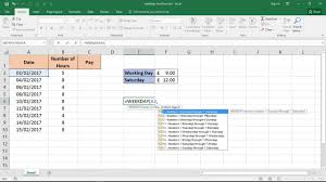 weekday function in excel you