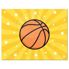 Basketball Thank You Card With Yellow Sunburst Background Flat