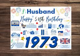 husband happy 50th birthday card 1973