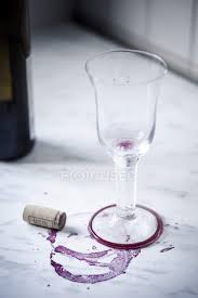 Empty Red Wine Glass Bottles Stains