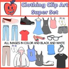 Winter clothes clip art black and white sketch coloring page. Black And White Clip Art Clothes Clothing Worksheets Tpt
