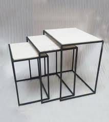 3 Piece Square White Marble Coffee