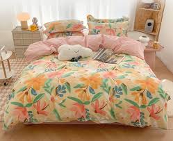 Yellow With Colorful Flowers Bed Linen