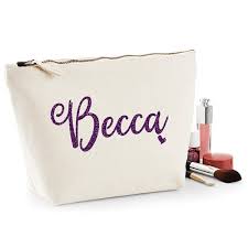 personalised glitter makeup bag with