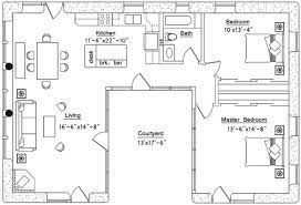 U Shaped House Plan