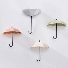 3pcs Mini Lovely Umbrella Shape Strong Suction Hook Wall