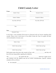 child custody letter template fill