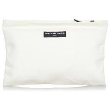 balenciaga white canvas clutch bag