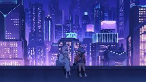 pc anime aesthetic purple hd wallpaper