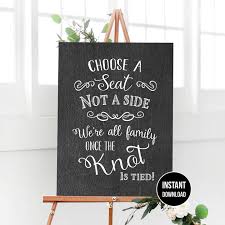 Chalkboard Wedding Seating Sign Or Poster Printable Choose A Seat Sign Pick A Seat Sign Wedding Seating Printable Printable Seating