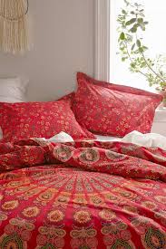 Red Mandala Quilt Cover Bohemian Duvet