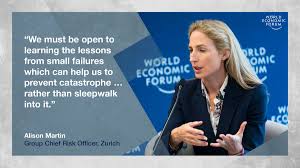 Last year, my colleague broke her arm on the first day.. World Economic Forum On Twitter Quote Of The Day From Alison Martin Group Chief Risk Officer Of Zurich Learn More About The Main Challenges Facing Businesses Identified In The World Economic Forum