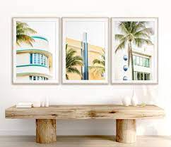 Miami Wall Art Print Set Of 3 Art Deco