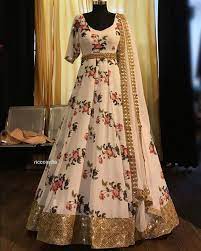 Looking to buy anarkali online? Beautiful Floral Printed Georgette Silk Anarkali Gown Designer Dresses Indian Indian Gowns Dresses Indian Gowns