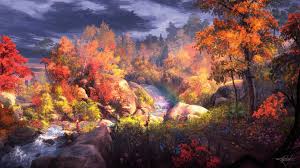 fantasy autumn painting 4k hd artist