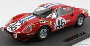 This is a fantastic automobilia object to add to your collection, is made of fiberglass and is fitted with all original spare parts like bumpers and lights. Topmarques Tm12 02k Scale 1 12 Ferrari Dino 246 Gt Team North American Racing N A R T N 46 24h Le Mans 1972 Laffeach Doncieux Red Blue White Stripes