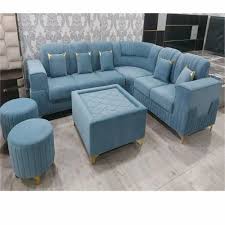 8 seater wooden l shape sofa set with