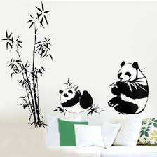 lovely panda eating bamboo wall decal
