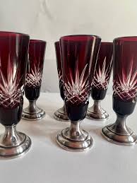 Liquor Glass Set Ruby Red Crystal