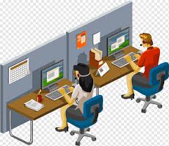 It is a very clean transparent background image and its resolution is 435x340 , please mark the image source when quoting it. Office Illustration Business Office People People On Office Facing Computers Illustration Infographic Computer Network Angle Png Pngwing