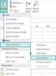 how to hide and unhide rows in excel