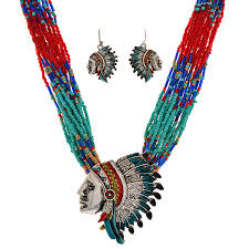 18 multi strand seed beaded necklace featuring a 3 indian 106658